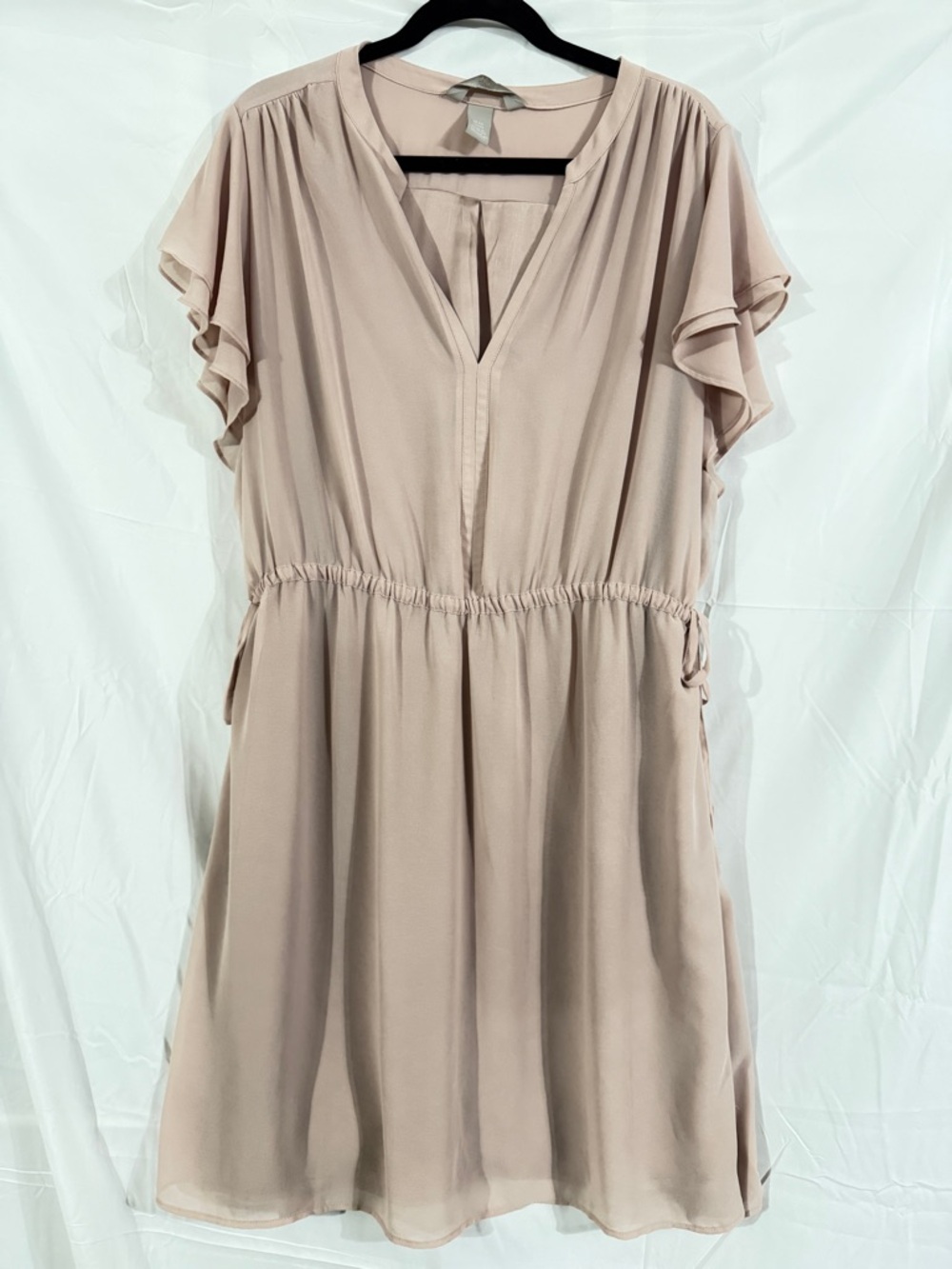 H&M Blush Pink Flutter Sleeve Dress Size XXL